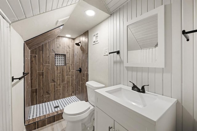 2525 NW 32nd St, Oklahoma City, OK 73112 - bathroom featuring a shower stall, vanity, and recessed lighting