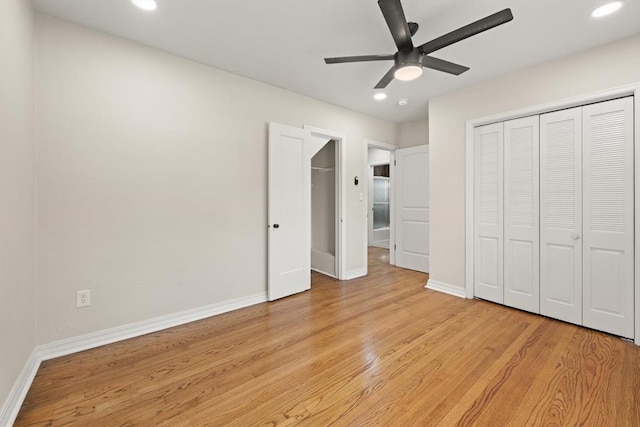 2525 NW 32nd St, Oklahoma City, OK 73112 - unfurnished bedroom featuring light wood finished floors, recessed lighting, and ceiling fan