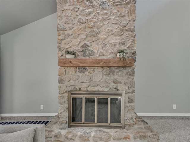 5101 Long Branch Ln, Edmond, OK 73034 - detailed view of a stone fireplace and carpet