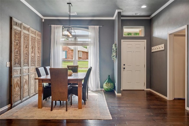 1241 NW 183rd St, Edmond, OK 73012 - dining room with hardwood / wood-style flooring, crown molding, and recessed lighting