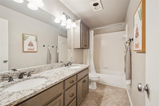 1241 NW 183rd St, Edmond, OK 73012 - bathroom with double vanity, shower / tub combo, and tile patterned flooring