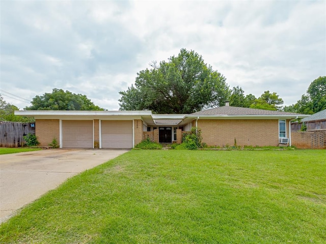 3700 N Edgewater Dr, Oklahoma City, OK 73116 - ranch-style home with an attached garage, driveway, brick siding, and cooling unit