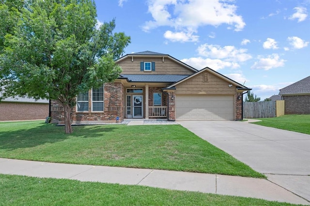 18200 Allora Dr, Edmond, OK 73012 - craftsman-style house featuring an attached garage, concrete driveway, and brick siding