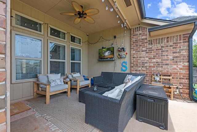18200 Allora Dr, Edmond, OK 73012 - view of patio with outdoor lounge area and ceiling fan