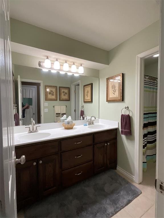 10201 Pinckney Ct, Oklahoma City, OK 73162 - full bathroom featuring double vanity and tile patterned flooring