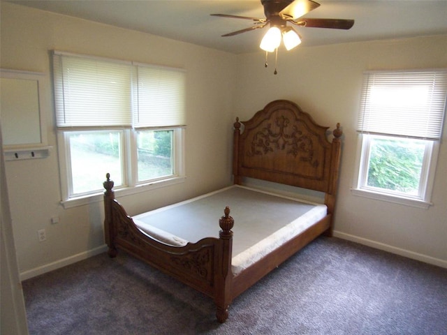 419 W Pulaski St, Shawnee, OK 74804 - bedroom featuring multiple windows, carpet, and a ceiling fan