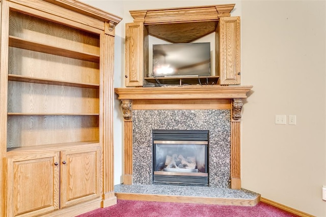 1308 River Birch Dr, Yukon, OK 73099 - detailed view of carpet floors and a fireplace
