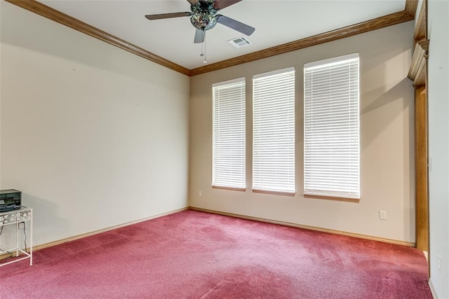 1308 River Birch Dr, Yukon, OK 73099 - unfurnished room with carpet flooring, ceiling fan, and ornamental molding