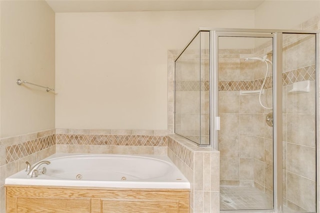 1308 River Birch Dr, Yukon, OK 73099 - bathroom featuring a shower stall and a whirlpool tub