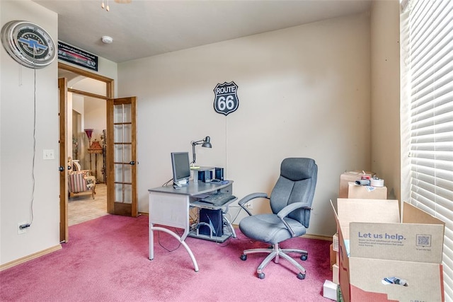 1308 River Birch Dr, Yukon, OK 73099 - office with carpet flooring and french doors