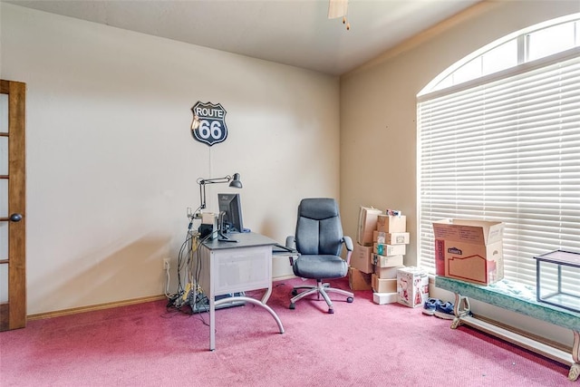 1308 River Birch Dr, Yukon, OK 73099 - office area featuring carpet flooring and baseboards