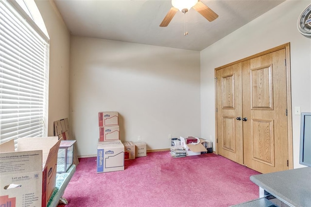 1308 River Birch Dr, Yukon, OK 73099 - recreation room with carpet floors and a ceiling fan