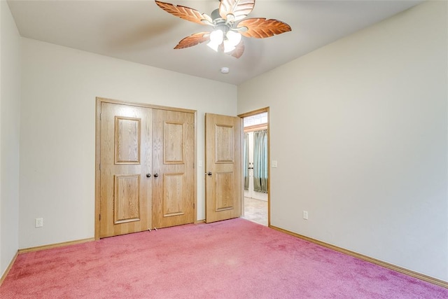 1308 River Birch Dr, Yukon, OK 73099 - unfurnished bedroom with light colored carpet, ceiling fan, and a closet