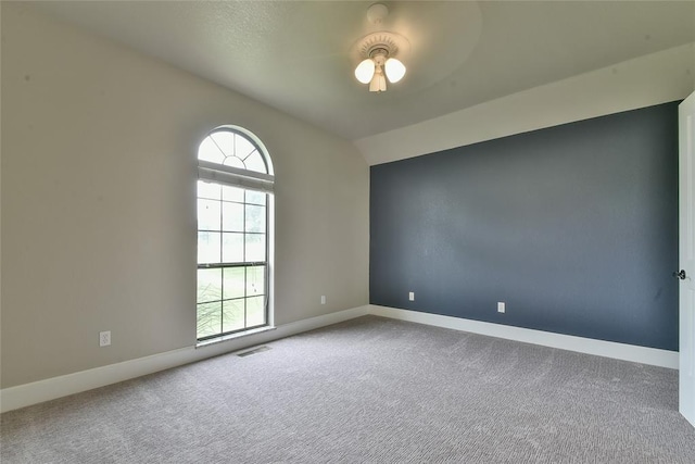 3019 Winding Creek Ln, Piedmont, OK 73078 - spare room with ceiling fan, carpet, and lofted ceiling