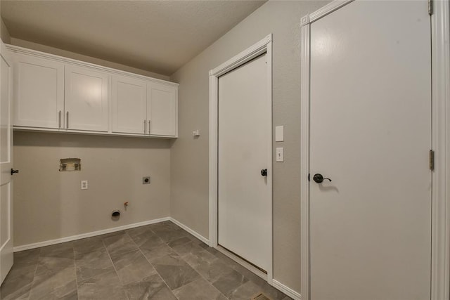 3019 Winding Creek Ln, Piedmont, OK 73078 - laundry room featuring hookup for an electric dryer, washer hookup, cabinet space, gas dryer hookup, and marble look tile flooring