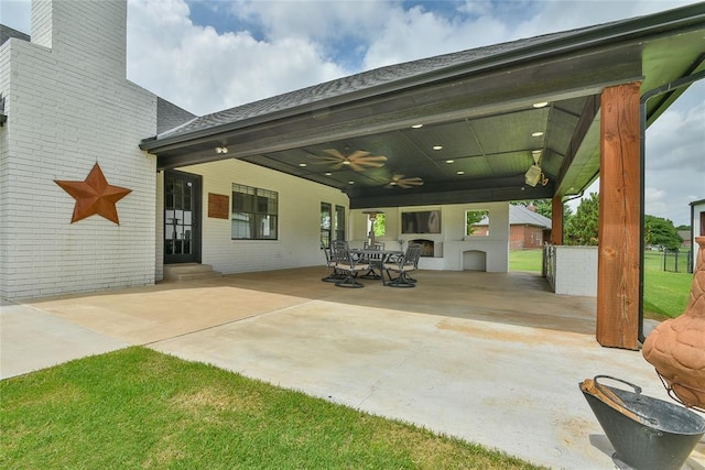 3019 Winding Creek Ln, Piedmont, OK 73078 - view of patio / terrace featuring a ceiling fan and outdoor dining space