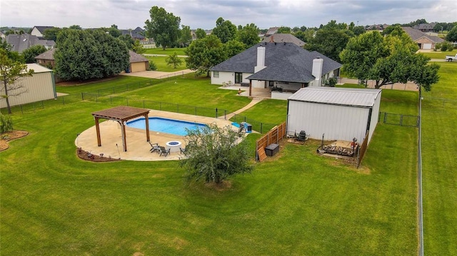 3019 Winding Creek Ln, Piedmont, OK 73078 - view of pool with a fenced backyard, an outdoor structure, a pole building, and a patio