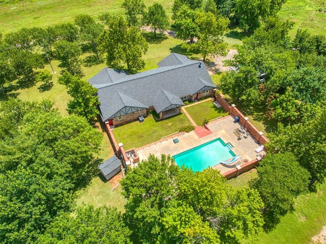 7219 N Council Ave, Blanchard, OK 73010 - view from above of property featuring a pool area
