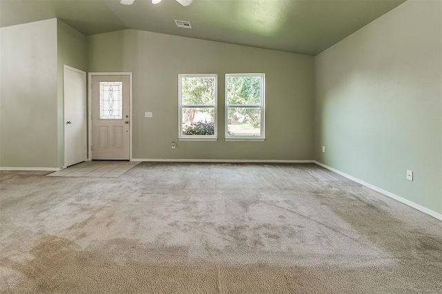 1709 NW 147th St, Edmond, OK 73013 - carpeted foyer entrance featuring lofted ceiling and baseboards