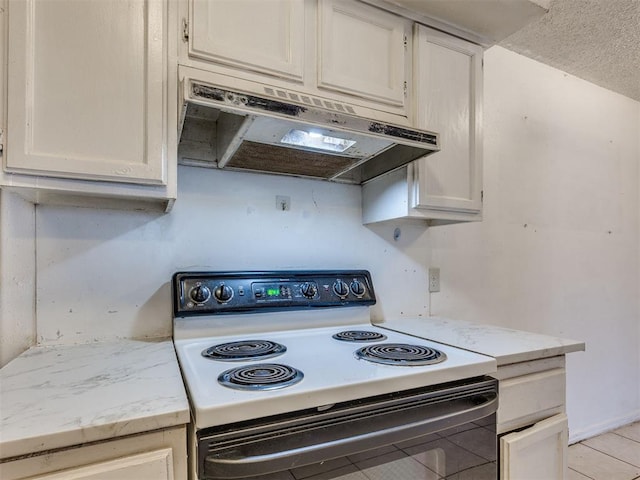 218 Windsor Way, Midwest City, OK 73110 - kitchen featuring electric stove, extractor fan, and light stone countertops