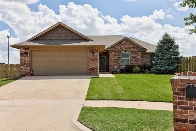 2500 SE 93rd St, Moore, OK 73160 - ranch-style home featuring brick siding, an attached garage, concrete driveway, and roof with shingles
