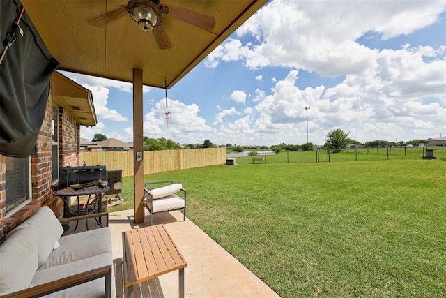 2500 SE 93rd St, Moore, OK 73160 - view of yard with a ceiling fan, a patio, and outdoor lounge area