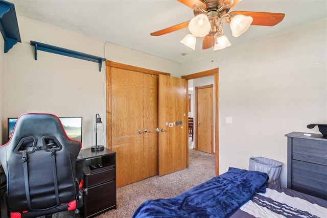 720 N Main St, Blanchard, OK 73010 - carpeted bedroom with a closet and ceiling fan