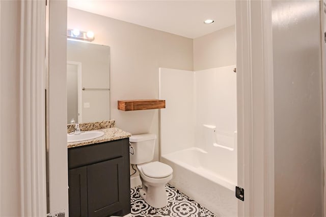 621 SW 7th St, Moore, OK 73160 - full bath featuring vanity, tile patterned floors, and tub / shower combination