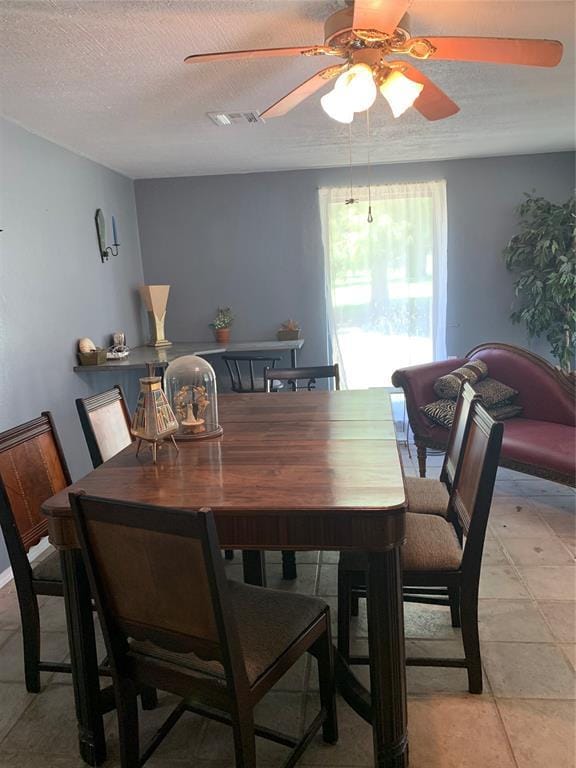 123 N Payne St, Fort Cobb, OK 73038 - dining room with ceiling fan and a textured ceiling