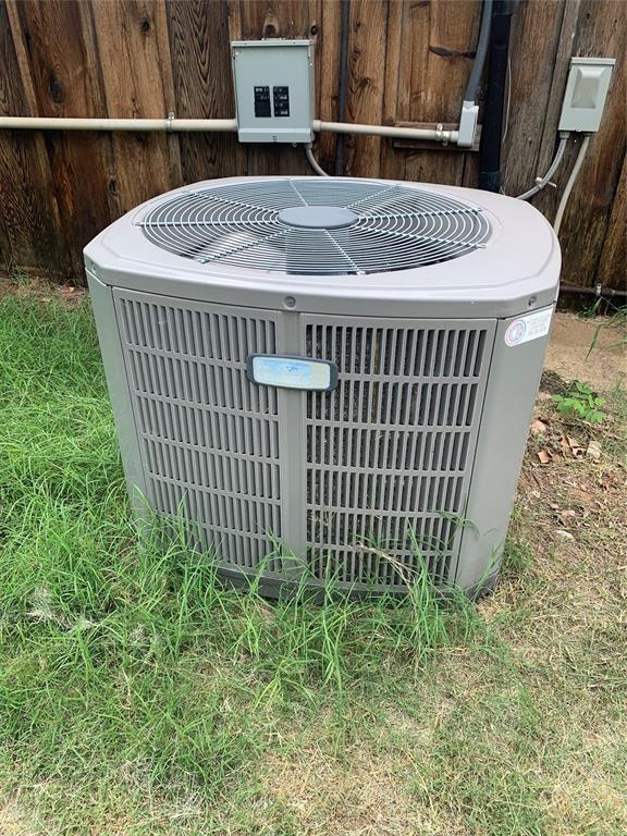 123 N Payne St, Fort Cobb, OK 73038 - exterior view of a central AC unit