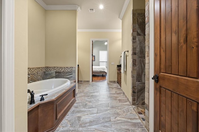 2725 Open Range Rd, Edmond, OK 73034 - ensuite bathroom featuring crown molding and a bath
