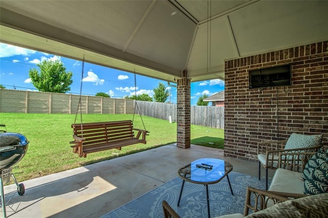 6605 NW 150th Ter, Oklahoma City, OK 73142 - fenced backyard with a patio area