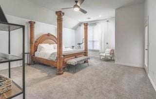 17009 Wales Green Ave, Edmond, OK 73012 - bedroom featuring carpet floors and vaulted ceiling