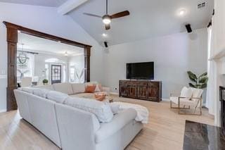 17009 Wales Green Ave, Edmond, OK 73012 - living area with a ceiling fan and light wood-type flooring