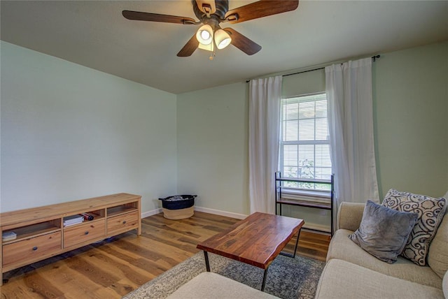 2013 Creekridge Dr, Oklahoma City, OK 73141 - living room featuring wood finished floors and a ceiling fan