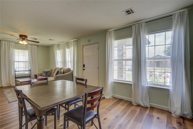 2013 Creekridge Dr, Oklahoma City, OK 73141 - dining space with plenty of natural light, light wood-style flooring, and a ceiling fan
