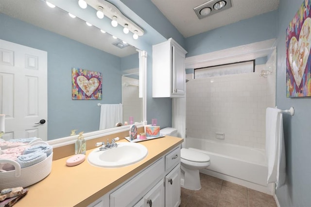 10520 Ricky Ln, Midwest City, OK 73130 - bathroom with vanity, tile patterned flooring, and shower / tub combo