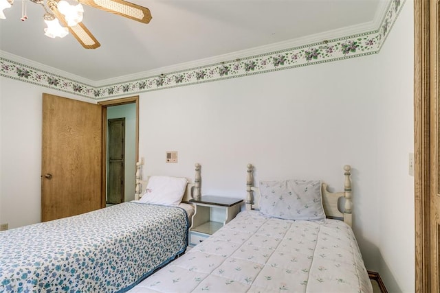 2532 Lancaster Ln, Oklahoma City, OK 73116 - bedroom featuring ornamental molding and ceiling fan