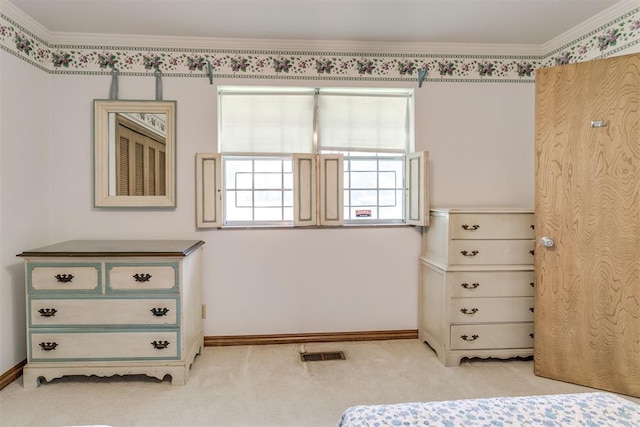 2532 Lancaster Ln, Oklahoma City, OK 73116 - bedroom featuring light colored carpet and crown molding