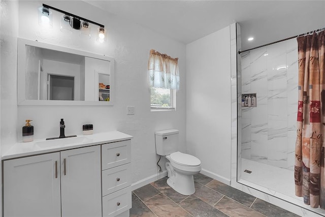615 N Lowe, Hobart, OK 73651 - full bathroom featuring a marble finish shower, vanity, and stone finish floors