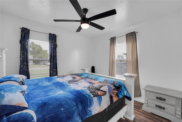 615 N Lowe, Hobart, OK 73651 - bedroom featuring wood finished floors, crown molding, and ceiling fan