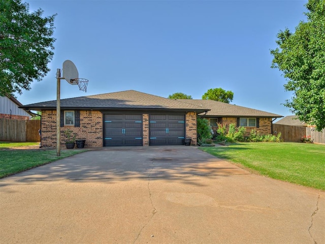 617 Hoehner Ave, Okarche, OK 73762 - ranch-style home with a garage, brick siding, driveway, and a shingled roof