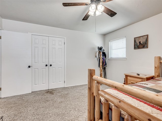 617 Hoehner Ave, Okarche, OK 73762 - bedroom with carpet, a closet, and ceiling fan
