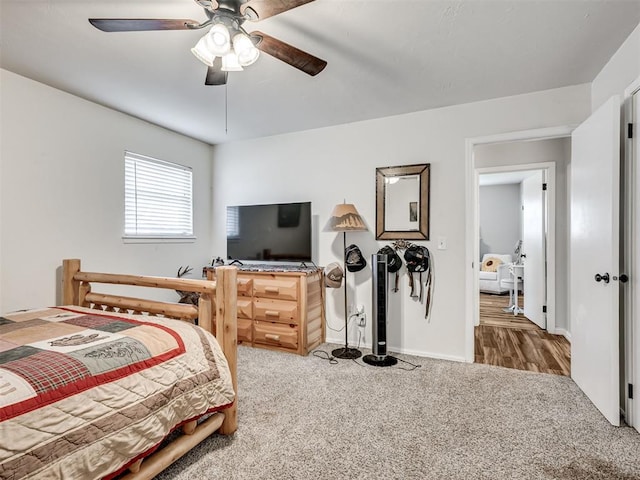 617 Hoehner Ave, Okarche, OK 73762 - carpeted bedroom featuring ceiling fan and baseboards