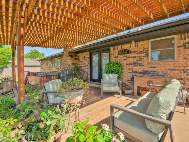 617 Hoehner Ave, Okarche, OK 73762 - view of patio featuring a pergola and an outdoor hangout area