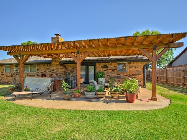 617 Hoehner Ave, Okarche, OK 73762 - view of patio with a pergola and french doors