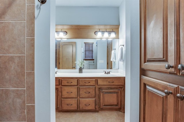 825 Silver Tree Dr, Choctaw, OK 73020 - bathroom with double vanity and tile patterned floors