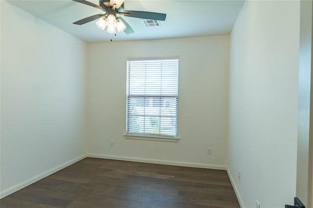 14704 Ashore Dr, Oklahoma City, OK 73142 - empty room with dark wood-type flooring and a ceiling fan