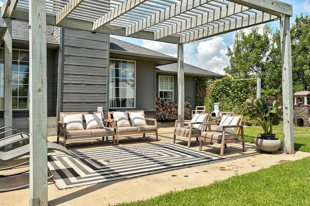 4155 NW Terrace Hills Rd, Piedmont, OK 73078 - view of patio featuring outdoor lounge area and a pergola