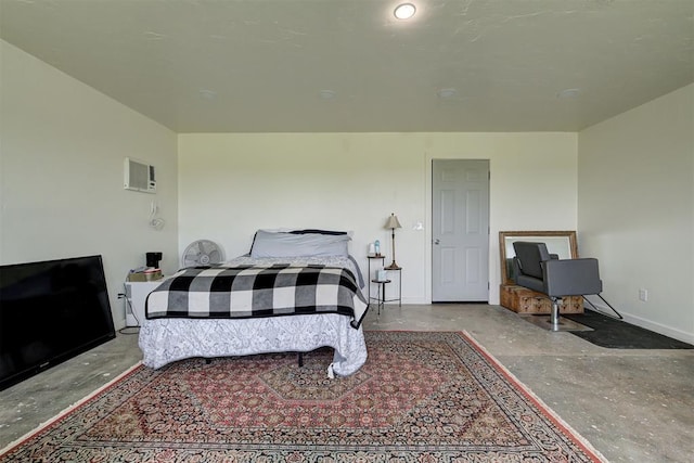 4155 NW Terrace Hills Rd, Piedmont, OK 73078 - bedroom featuring concrete floors and a wall unit AC
